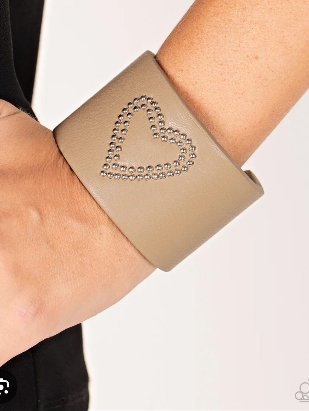 Rodeo Romance Brown Faux Leather Cuff Bracelet with Crystal Heart